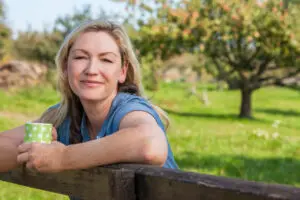 Happy woman outside. 